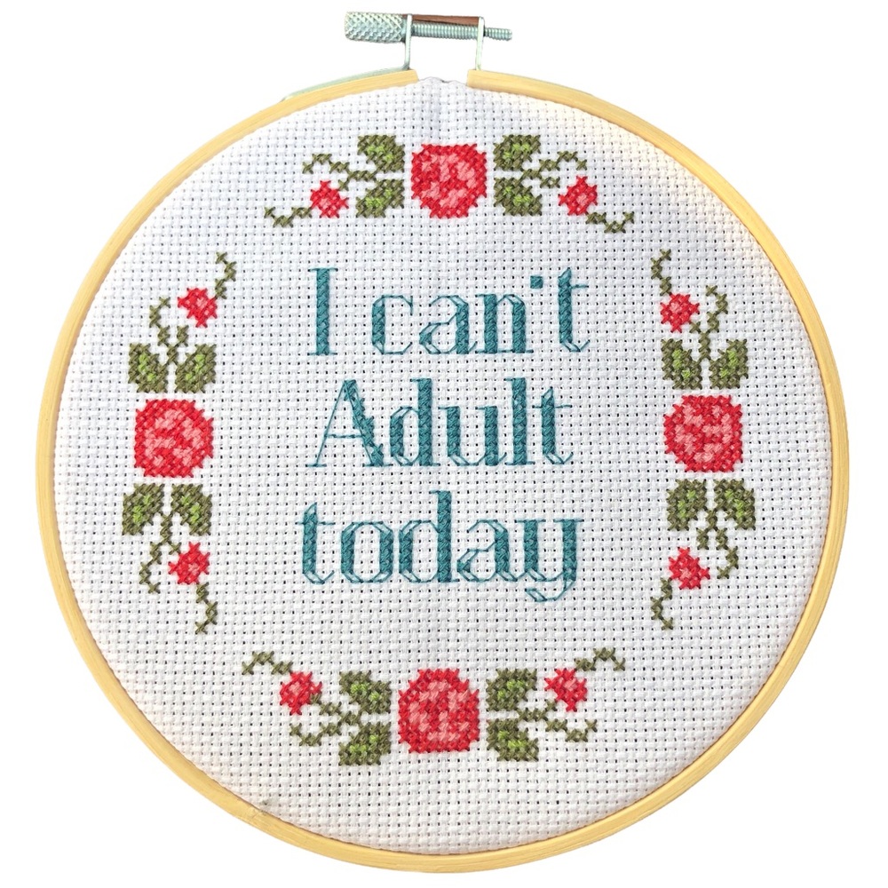 “I Can’t Adult Today” Cross Stitch Sign - Picture 2 of 4